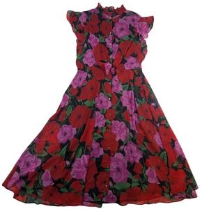 julia jordan Red and Purple Floral Midi Dress